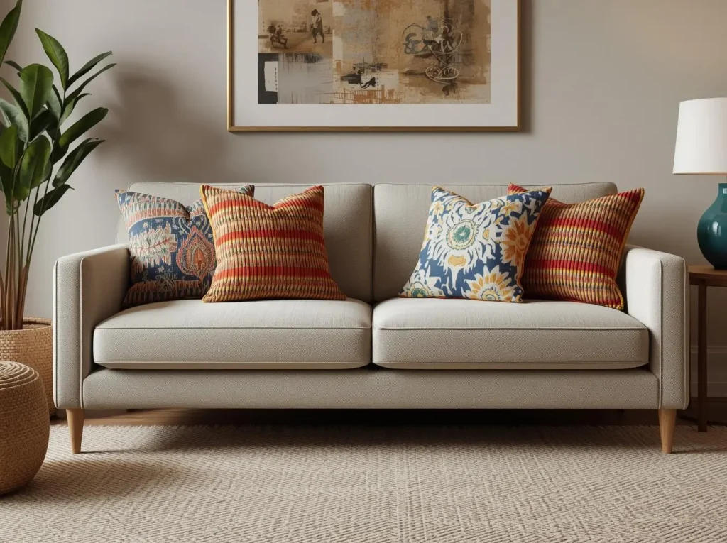cute funky throw pillow ideas for sofa transformation in living room
